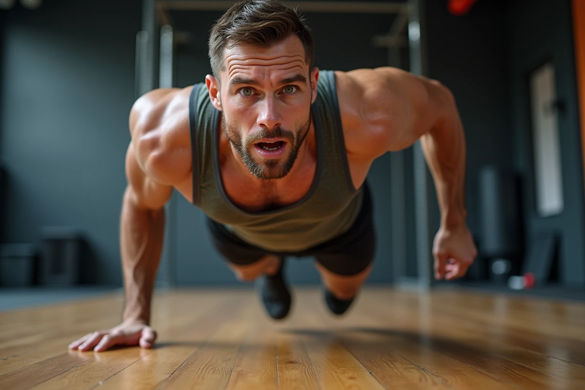 Homme pratiquant un entraînement HIIT intensif pour choquer le corps et accélérer la combustion des graisses